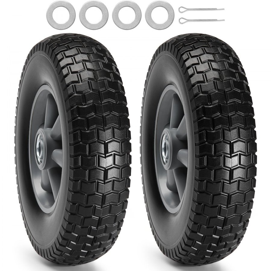 VEVOR Solid PU Run-Flat Tire Wheel, 25.4 cm, 2-Pack, 81.6 kg Dynamic Load, 99.8 kg Static Load, Flat Free Tubeless Tires and Wheels for Hand Truck, Utility Cart, Dollies, Garden Trailers, Various Carts