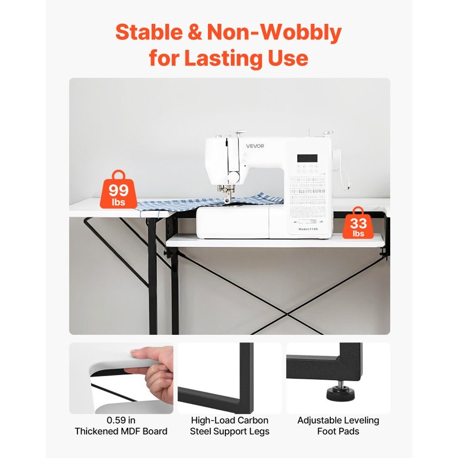 VEVOR Folding Multipurpose Sewing Table – 31.5×23.62, MDF