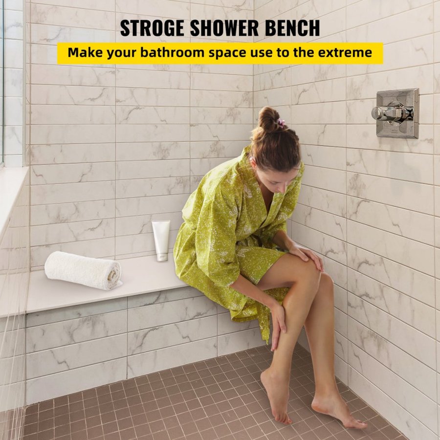 VEVOR Tile Shower Seat, 47.2" x 16" x 20" Ready To Tile Shower Seat, Factory Waterproof & 100% Leak Proof Tileable Shower Corner Seat, 440 lbs Load-bearing Rectangular Board Shower Bench
