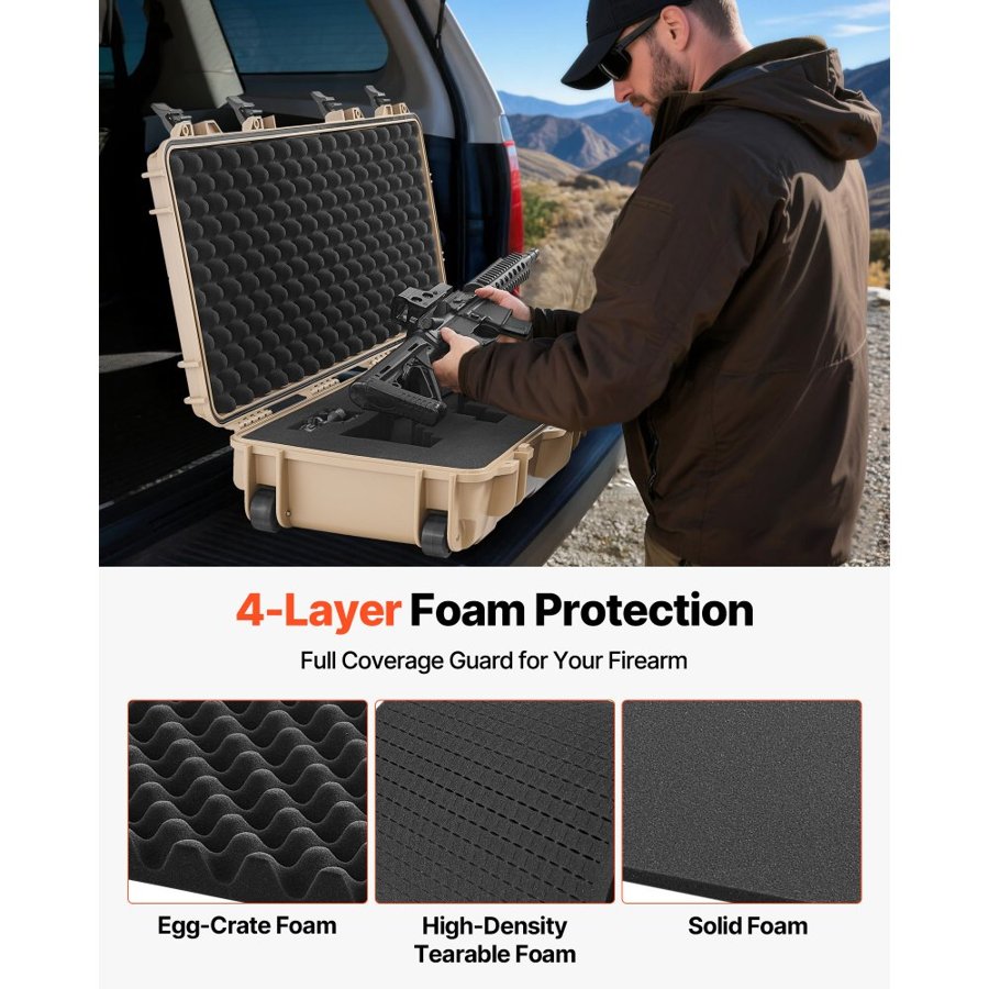 VEVOR Locking Hard Rifle Case – 36 In, IP67, 4-Layer Foam