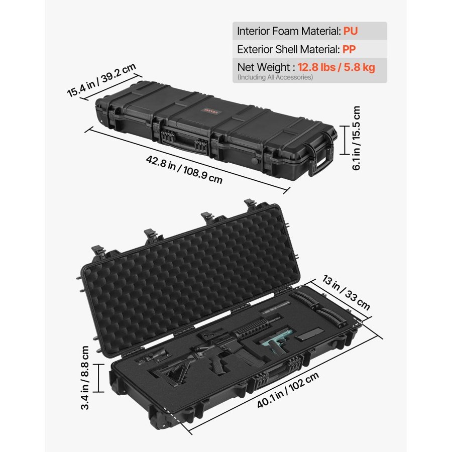 VEVOR Hard Pistol Case —  IP67 Waterproof & TSA Compliant