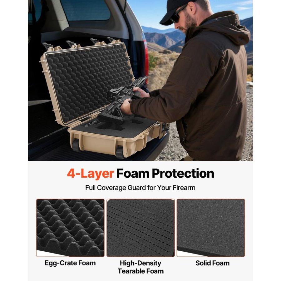VEVOR Lockable Hard Rifle Case - 40 Inch, IP67, Waterproof