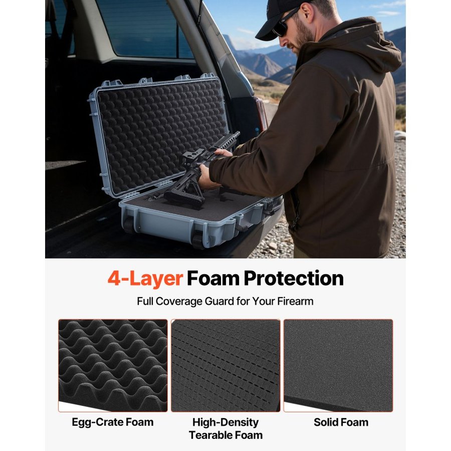 VEVOR Lockable Rifle Case – 42 Inch IP67 Waterproof Gun Case