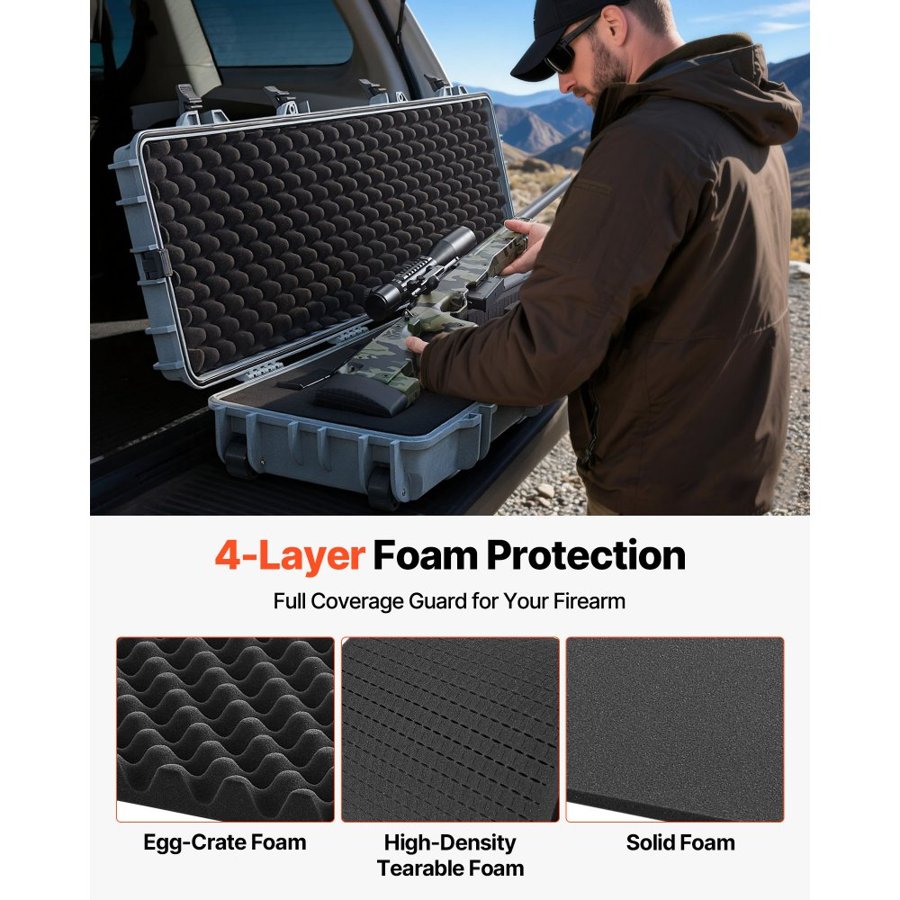 VEVOR Rifle Hard Gun Case – 50", IP67, 4-Layer Foam