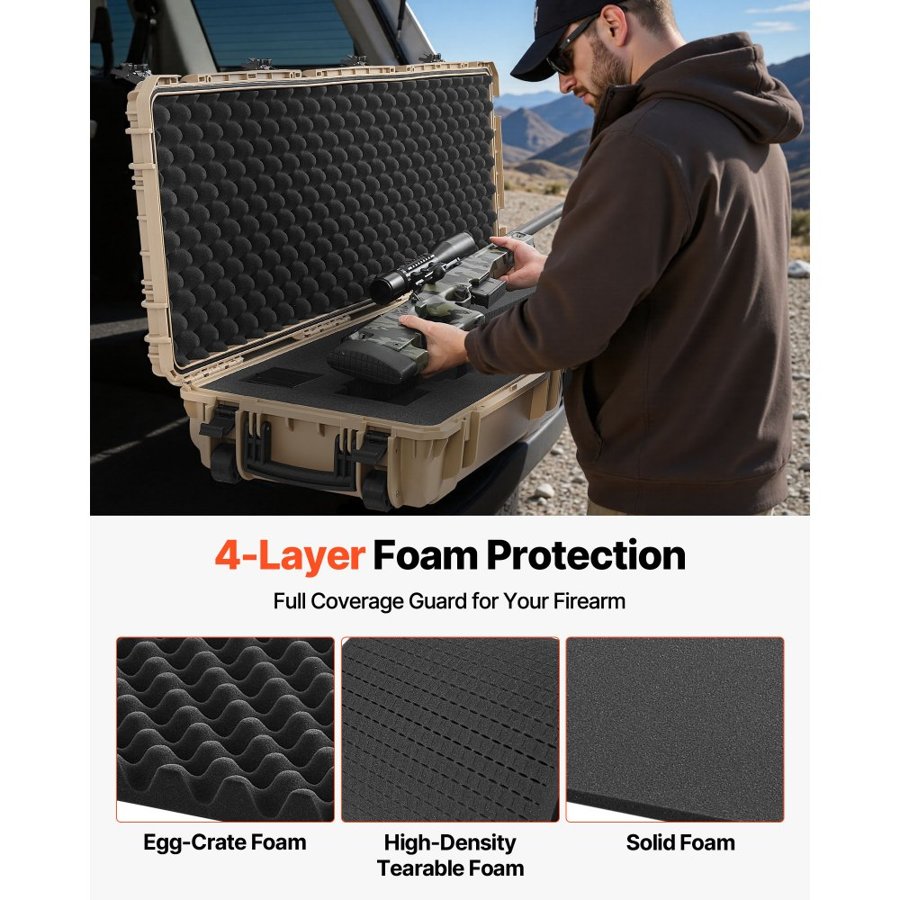 VEVOR Hard Sided Rifle Case – 52 In, IP67, 4-Layer Foam