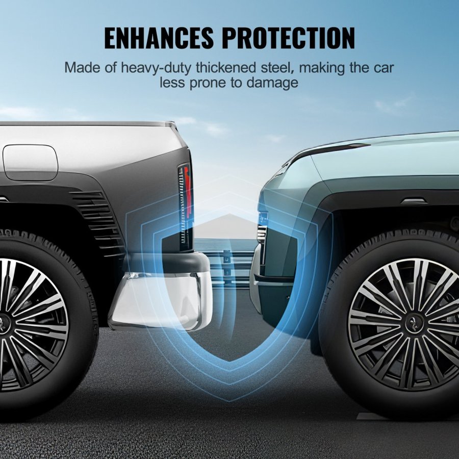 VEVOR Rear Step Bumper, Compatible with 1995-2004-Toyota Tacoma, Chrome Steel Back Bumper, Assembly Replacement Rear Bumper with License Plate Light and Step Pad, without Sensor Holes, for TO1102215