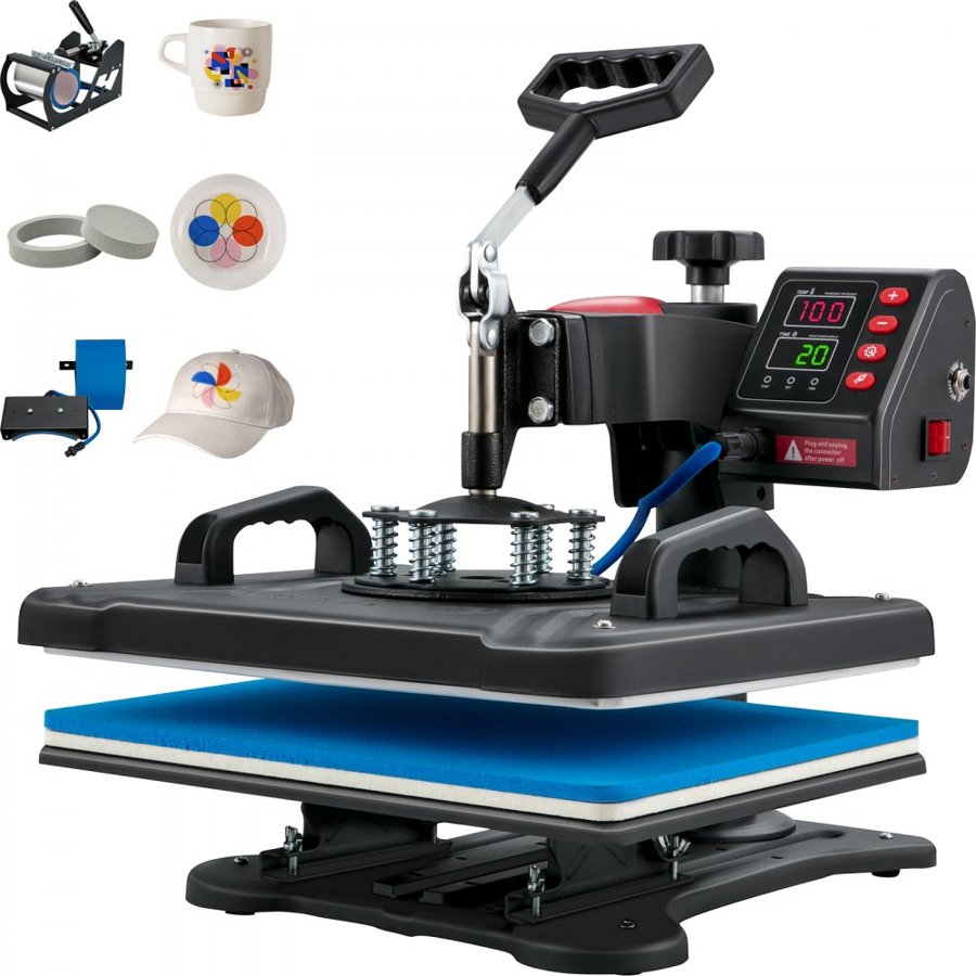 VEVOR 12×15 5‑in‑1 Shirt Press Machine – T‑Shirt, Mug, Hat