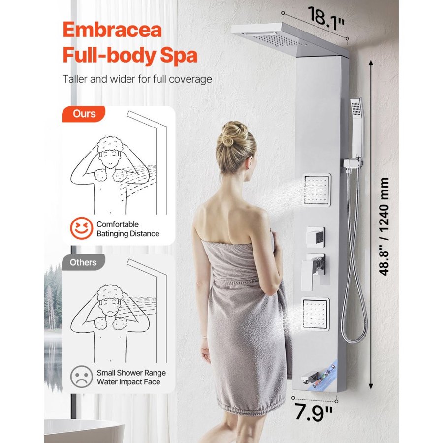 VEVOR Tower Shower Panel System – 53 Inch, 5-in-1 Shower