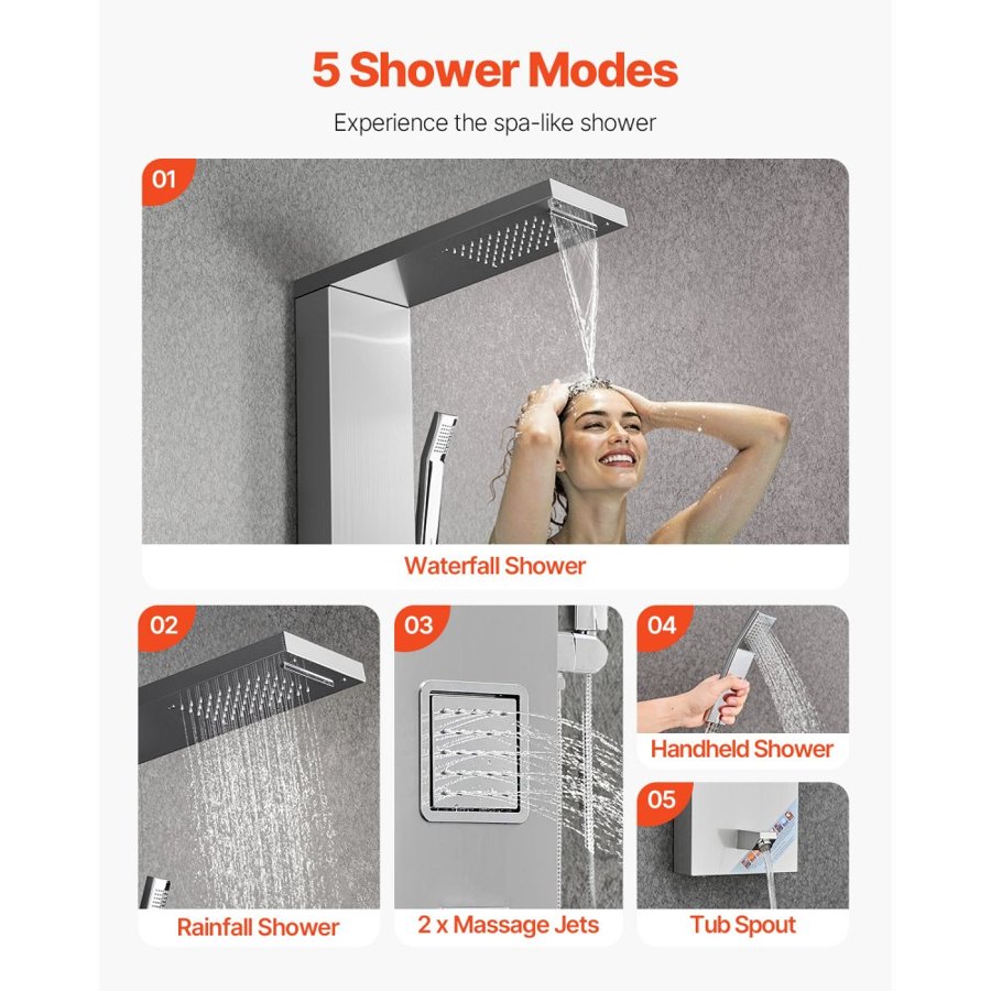 VEVOR Tower Shower Panel System – 53 Inch, 5-in-1 Shower