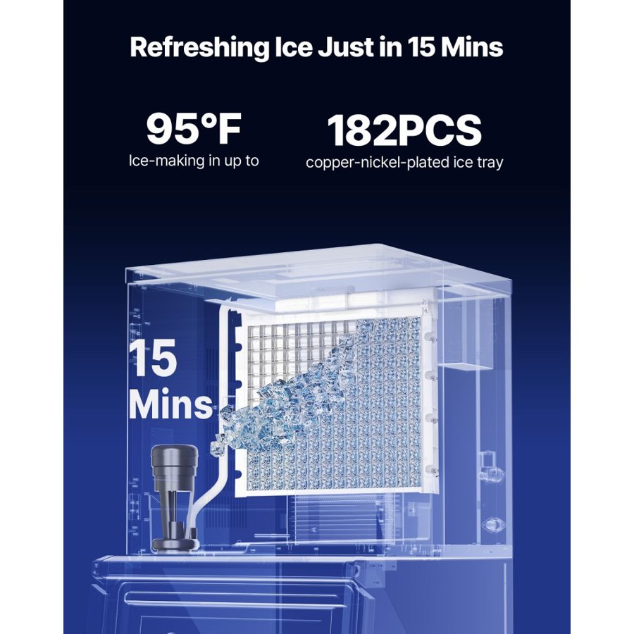 VEVOR Bar Ice Maker – 450 lbs/Day, 182 Trays, Head Only