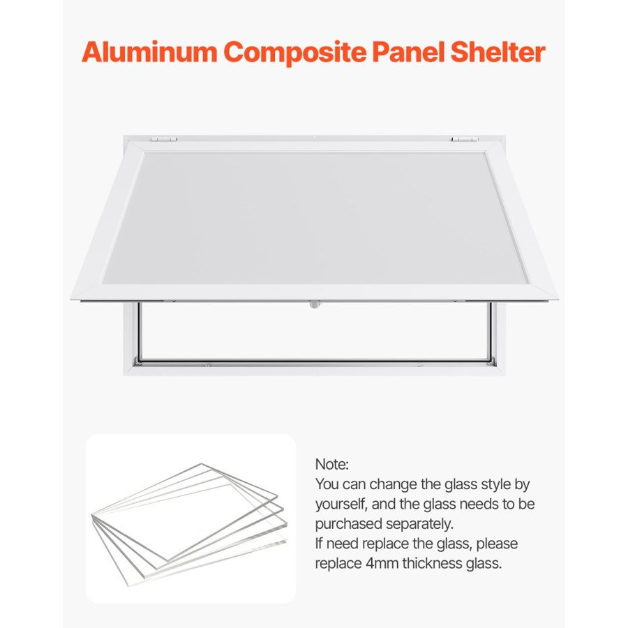 VEVOR Concession Window 135x84 cm, Aluminum Alloy Frame Service Window for Food Truck, Up to 85 Degrees Stand Serving Window with Awning Door and Drag Hook, Rainwater Resistant for Concession Trailer