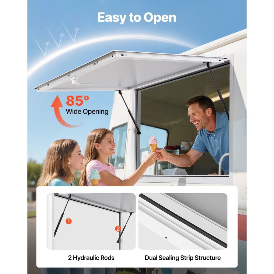 VEVOR Windows for Food Trailers – 60"x36", 85° Wide Angle