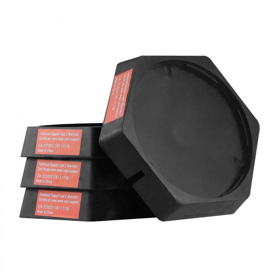 VEVOR RV Leveling Pads, 9 Inch Round Landing Feet, Permanent Attached Jack Stabilizers, Rubber Jack Pads, 5000 lbs Capacity per RV Jack Pad, 5th Wheels, Travel Trailers, Class A/C Motorhomes (4-Pack)