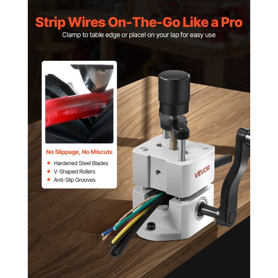 VEVOR Manual Wire Stripper Stripping Machine 1,5-25 mm (0.06-1 in) Hand or Drill Powered
