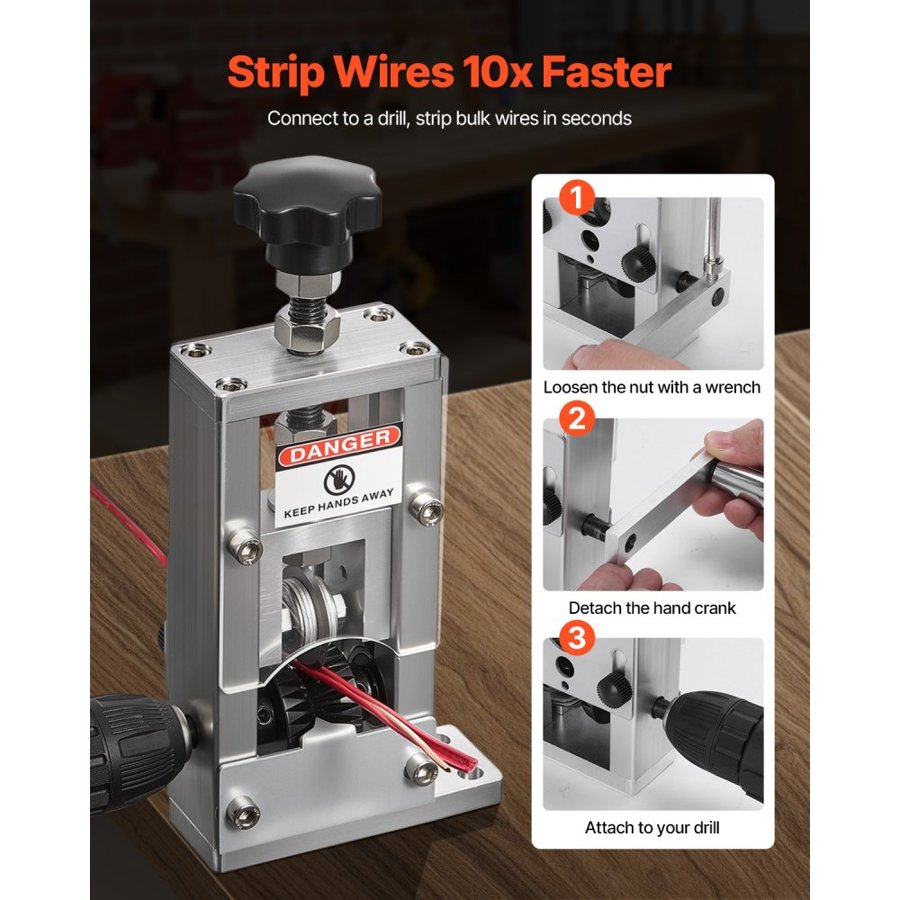 VEVOR Hand Crank Wire Stripping Machine – 0.06-1 in Range