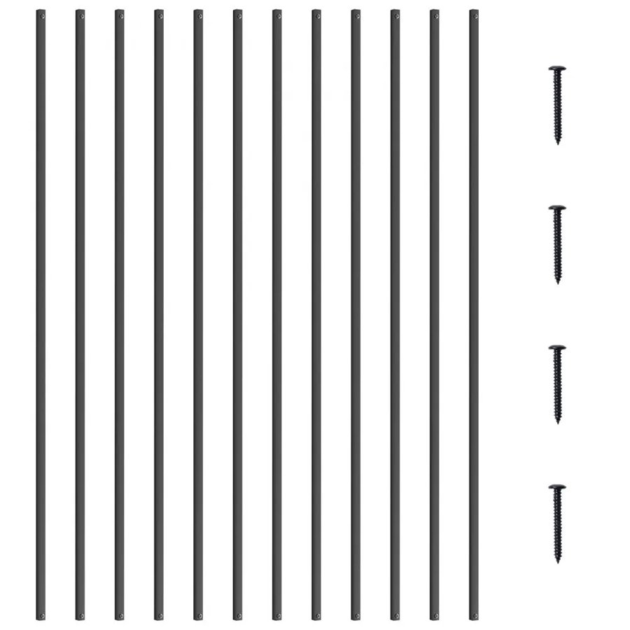 VEVOR Staircase Metal Balusters, 44'' x 0.5'' Square Aluminum Alloy Decorative Banister Spindles, 11 Pack Deck Baluster with Screws, Classic Hollow Straight Deck Railing Satin Black Powder Coated