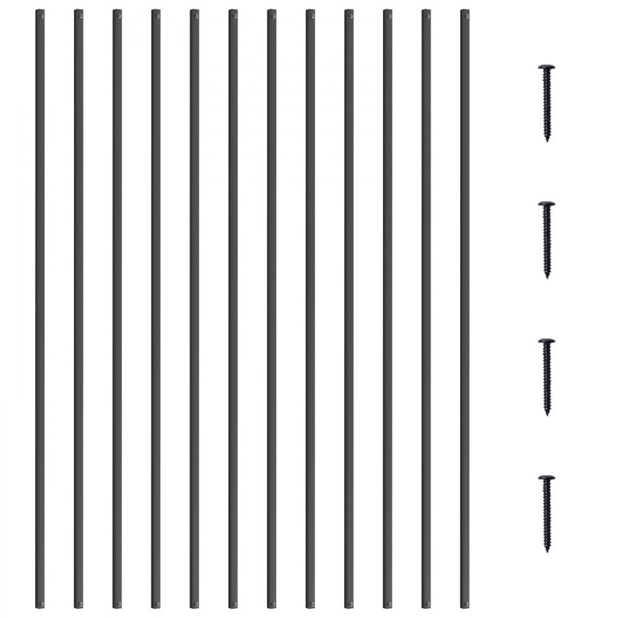VEVOR Staircase Metal Balusters, 44'' x 0.5'' Square Aluminum Alloy Decorative Banister Spindles, 31 Pack Deck Baluster with Screws, Classic Hollow Straight Deck Railing Satin Black Powder Coated