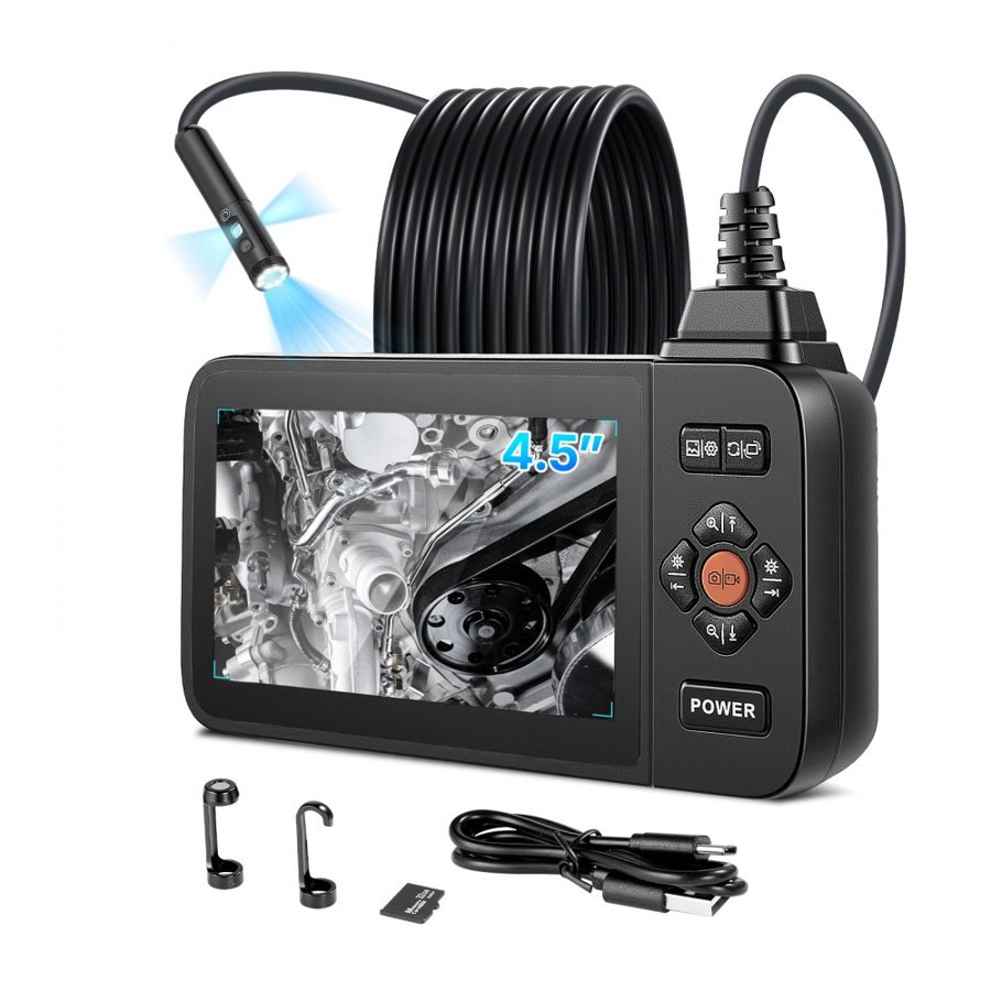 VEVOR Triple Lens Endoscope Camera – 4.5" IPS, 5m Cable