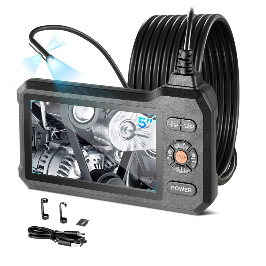 VEVOR Triple Lens Borescope Camera – 5" IPS, 8X Zoom