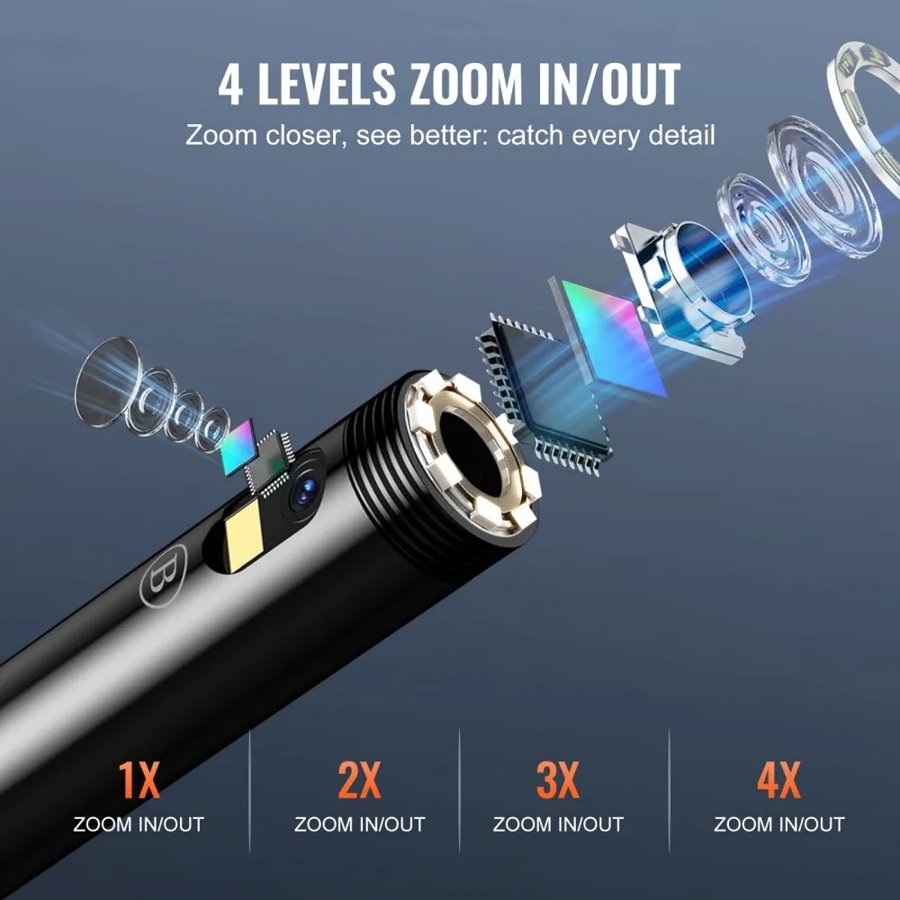 VEVOR Endoscope Camera with Lights Dual Lens Borescope 1499.6 cm Cable 10.9 cm Screen