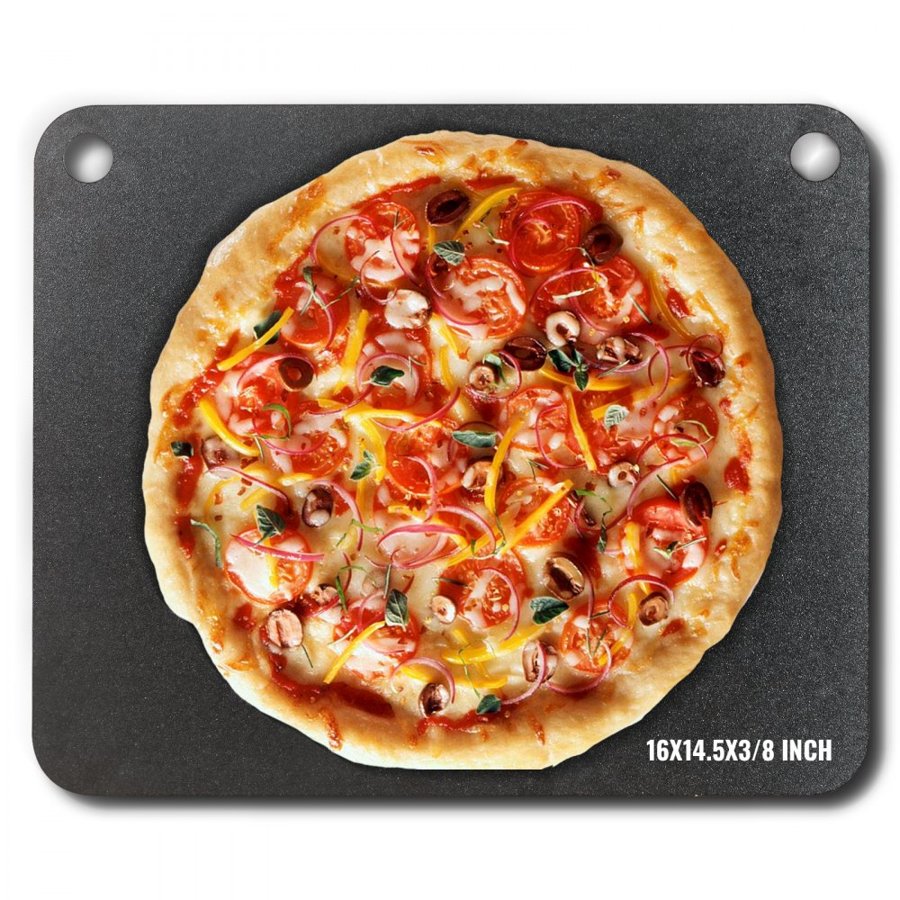 VEVOR Pizza Steel, 40.6 x 36.8 x 1 cm Pizza Steel Plate for Oven, Pre-Seasoned Carbon Steel Pizza Baking Stone with 20X Higher Conductivity, Heavy Duty Pizza Pan for Outdoor Grill, Indoor Oven