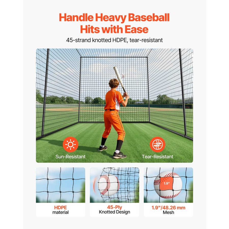 VEVOR Portable Baseball Batting Cage – 35x10.5x10.2 ft