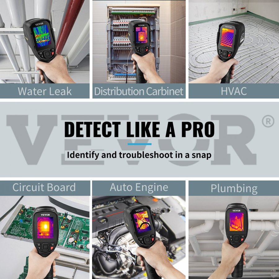 VEVOR Infrared Thermal Imager Thermal Camera IR Resolution 240x180 7.1 cm LCD Screen