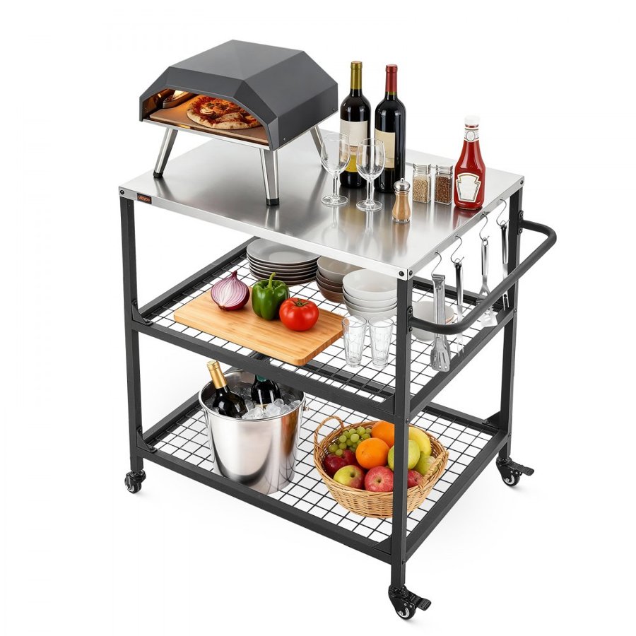 VEVOR Stainless Steel Outdoor Grill Cart – 31.5x24 In