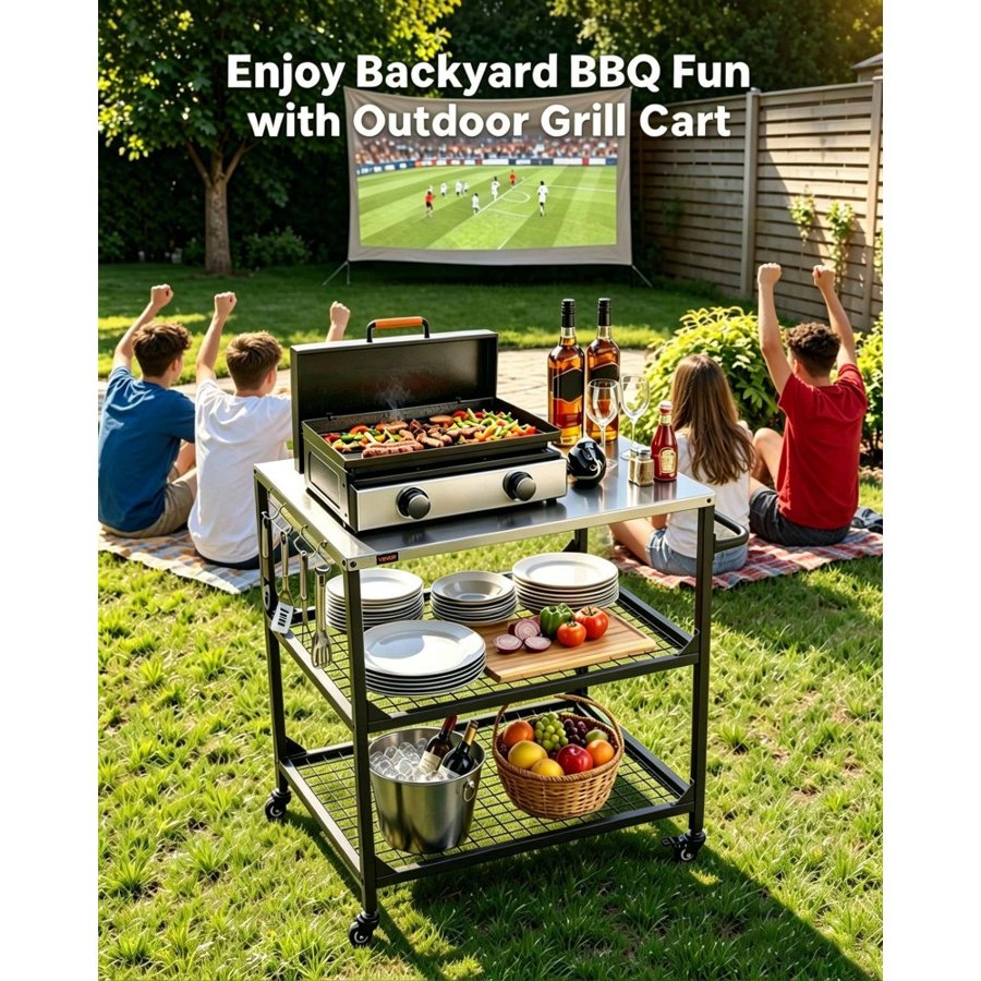 VEVOR Stainless Steel Outdoor Grill Cart – 31.5x24 In