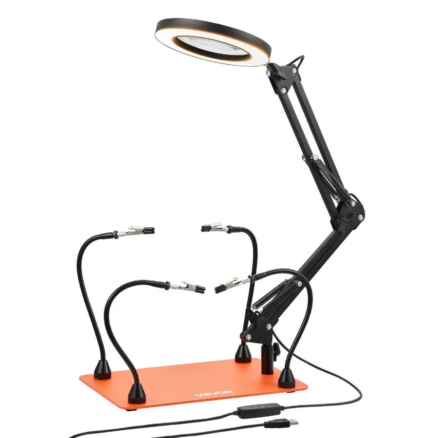 VEVOR Third Hand Tool With Magnifying Glass – 3X LED Lamp
