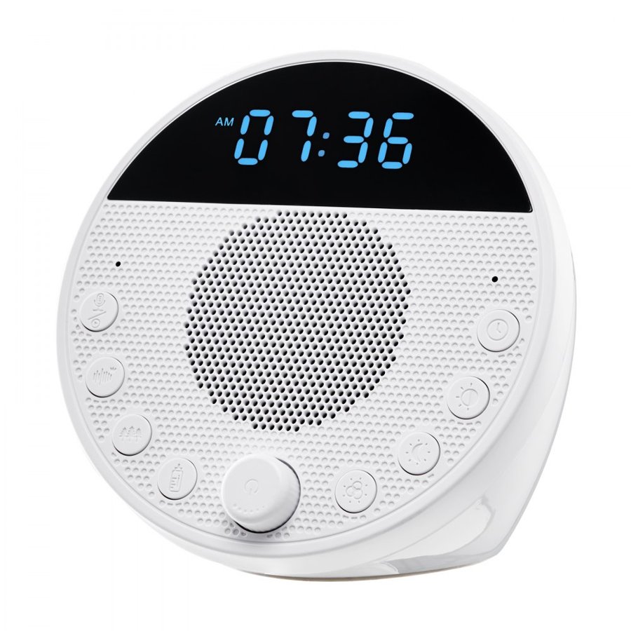 VEVOR Sound Machine, 18 Soothing Sleep Sounds, 7-Color Night Light, 6-in-1 White Noise Sound Machine with Dual Alarms, APP, Auto-Off Timer and Memory Function, for Baby, Adults, Home, Office & Travel