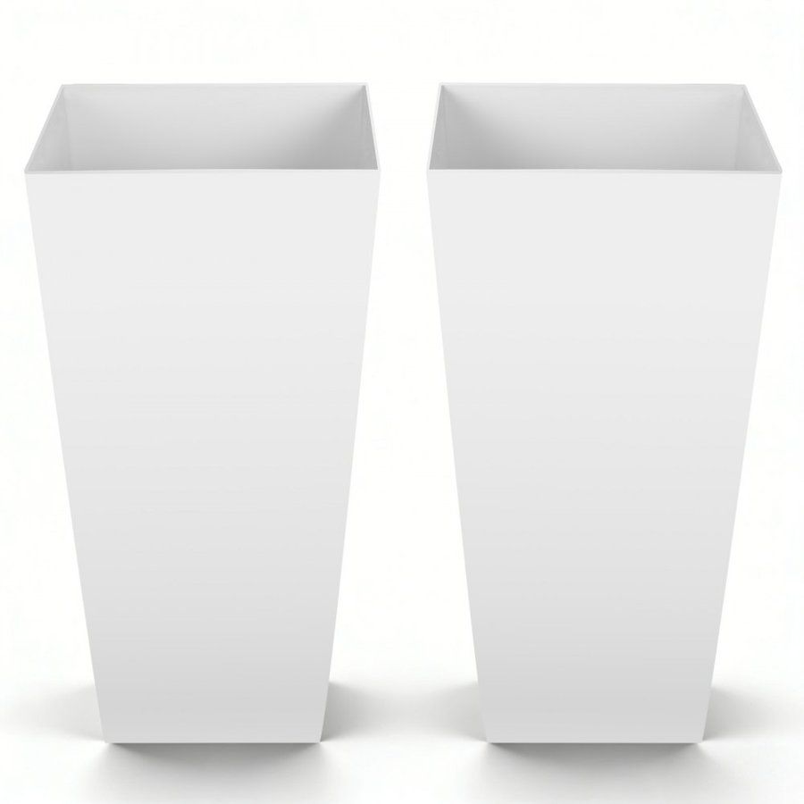 VEVOR Set of 2 Tall Planters – 665mm White w/ Casters