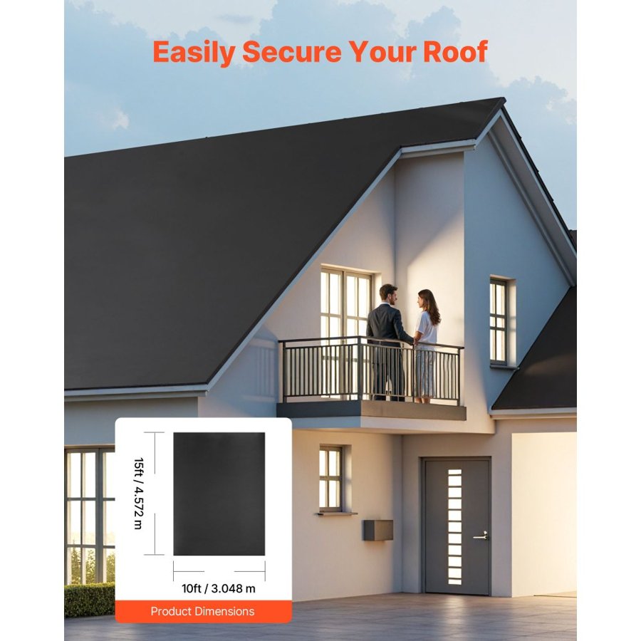 VEVOR EPDM Rubber Roofing Membrane – 10×15 ft, 45 mil
