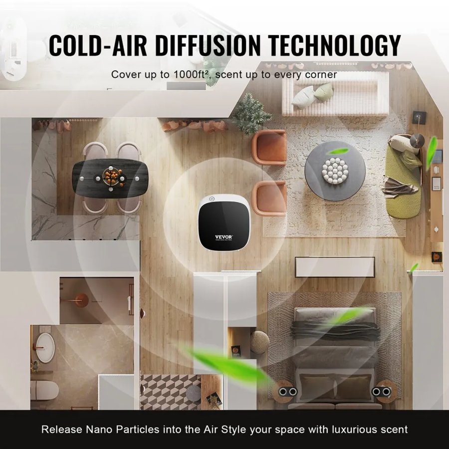 VEVOR Scent Air Machine for Home 100ML Cold Air Diffuser 1000sq.ft Waterless