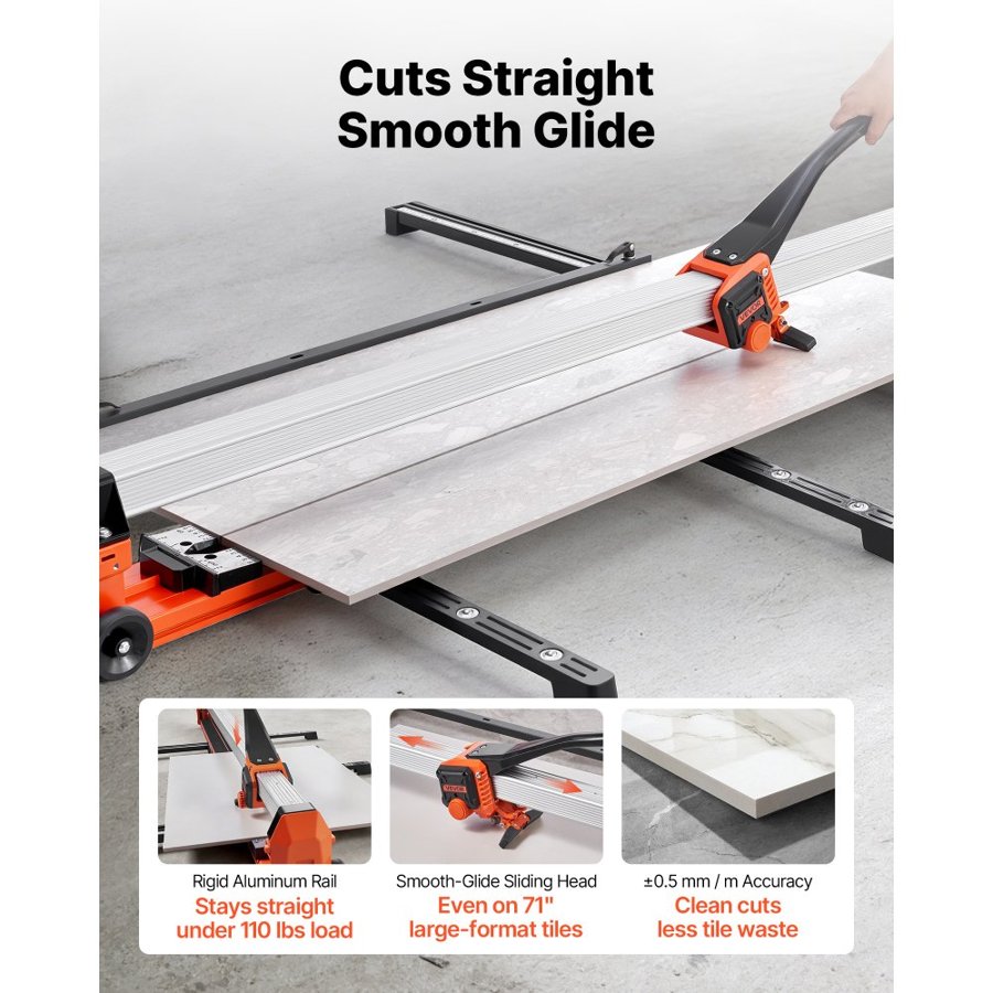 VEVOR Manual Ceramic Tile Cutter – 71 In, ±0.5 mm Precision