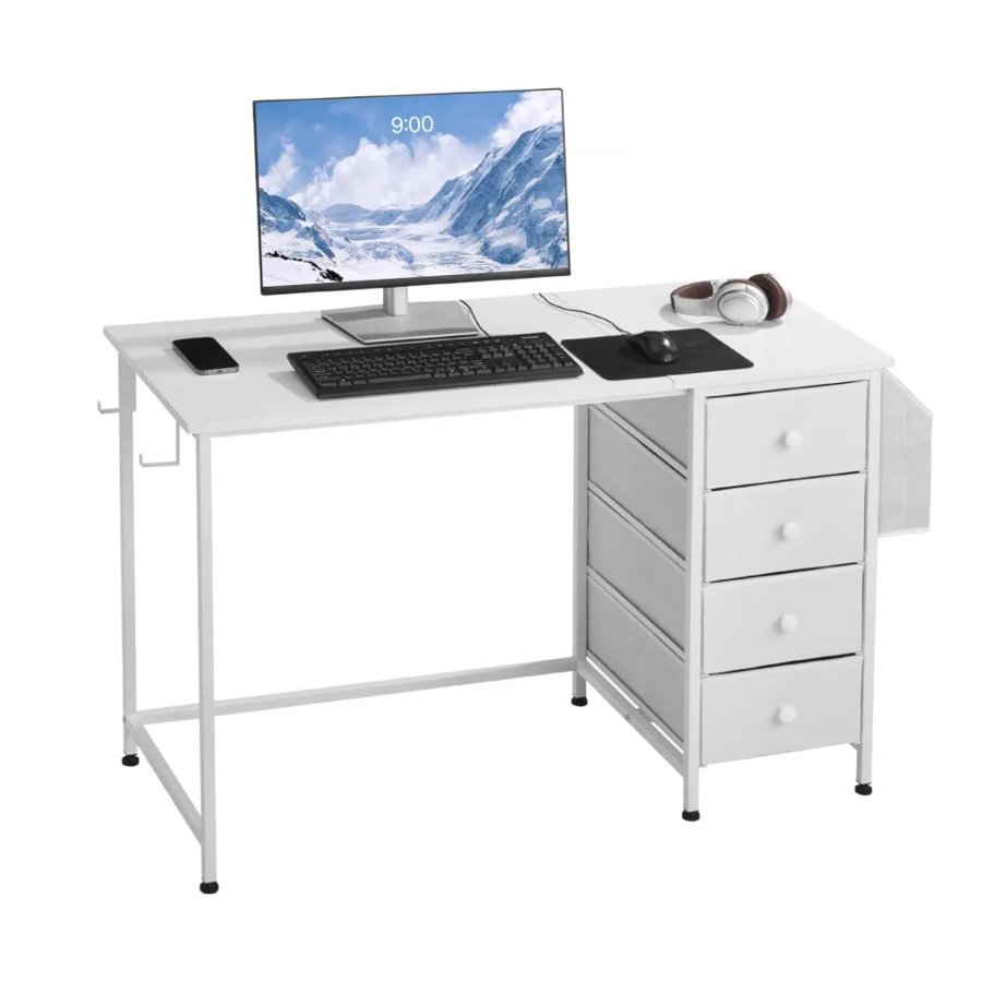VEVOR White Computer Desk With Drawers – 47-Inch, 220 Lbs