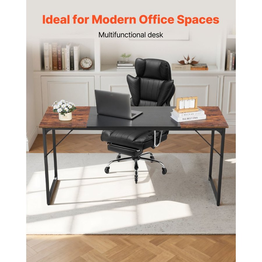 VEVOR 63 Inch Desk – 63×23.6 In Metal Frame Office Table