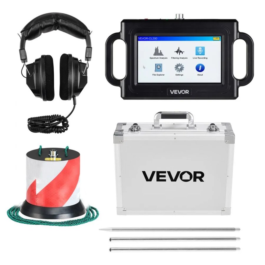 VEVOR Underground Water Pipe Leak Detector – 7",1-5000Hz, 2m
