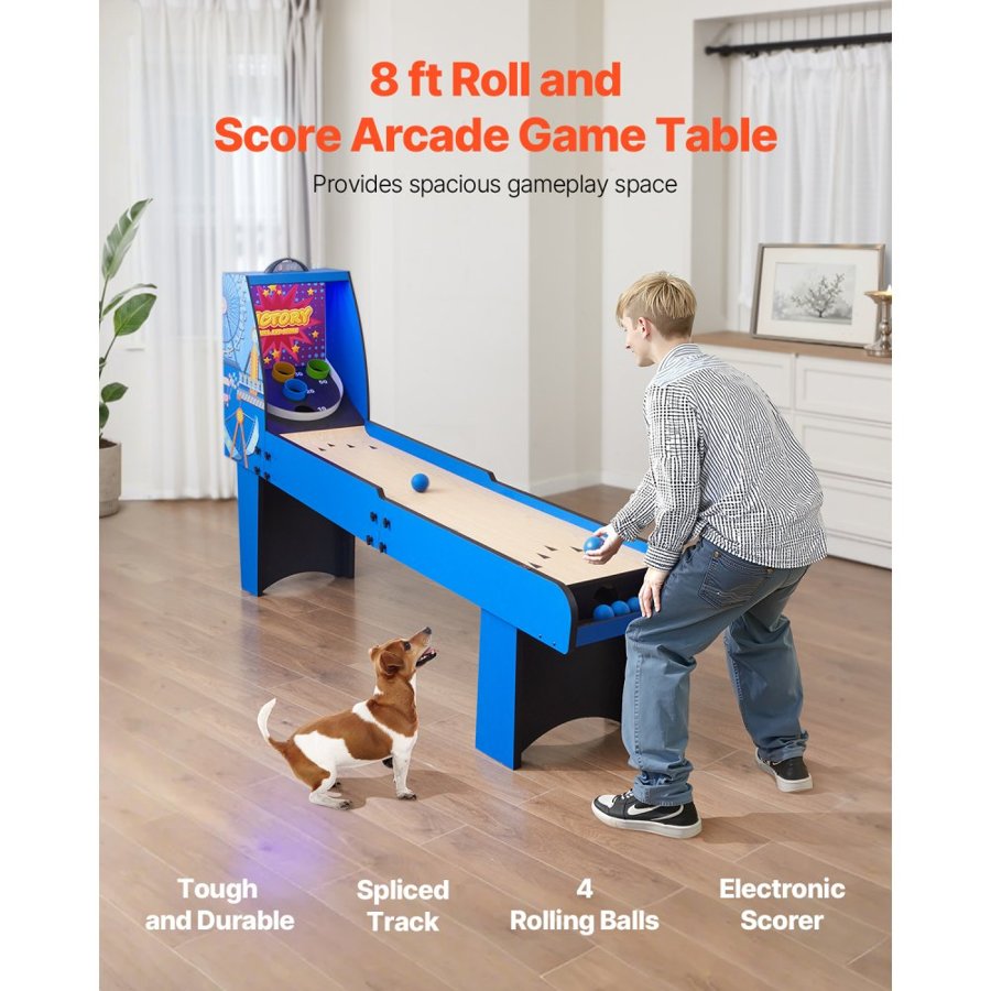 VEVOR Roll and Score Arcade Game – 8Ft, 4 Rolling Balls