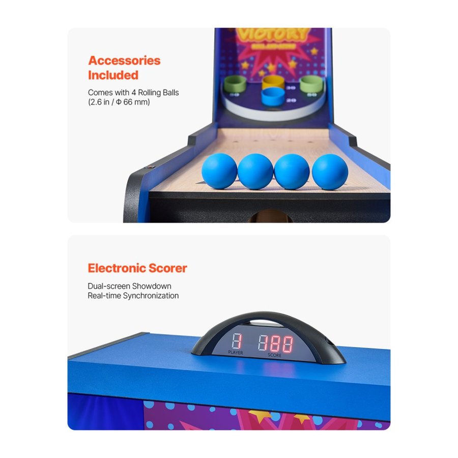 VEVOR Roll and Score Arcade Game – 8Ft, 4 Rolling Balls