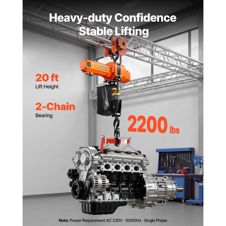 VEVOR Electric Lifting Hoist – 1000 kg, 6 m, 230V G100