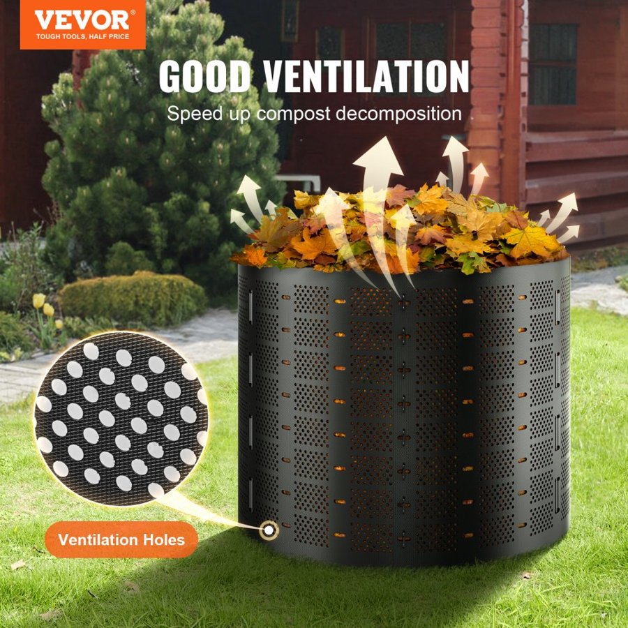 VEVOR Compost Bin 832.8 L, Outdoor Expandable Composter, Easy to Setup & Large Capacity Composting Bin, Fast Creation of Fertile Soil