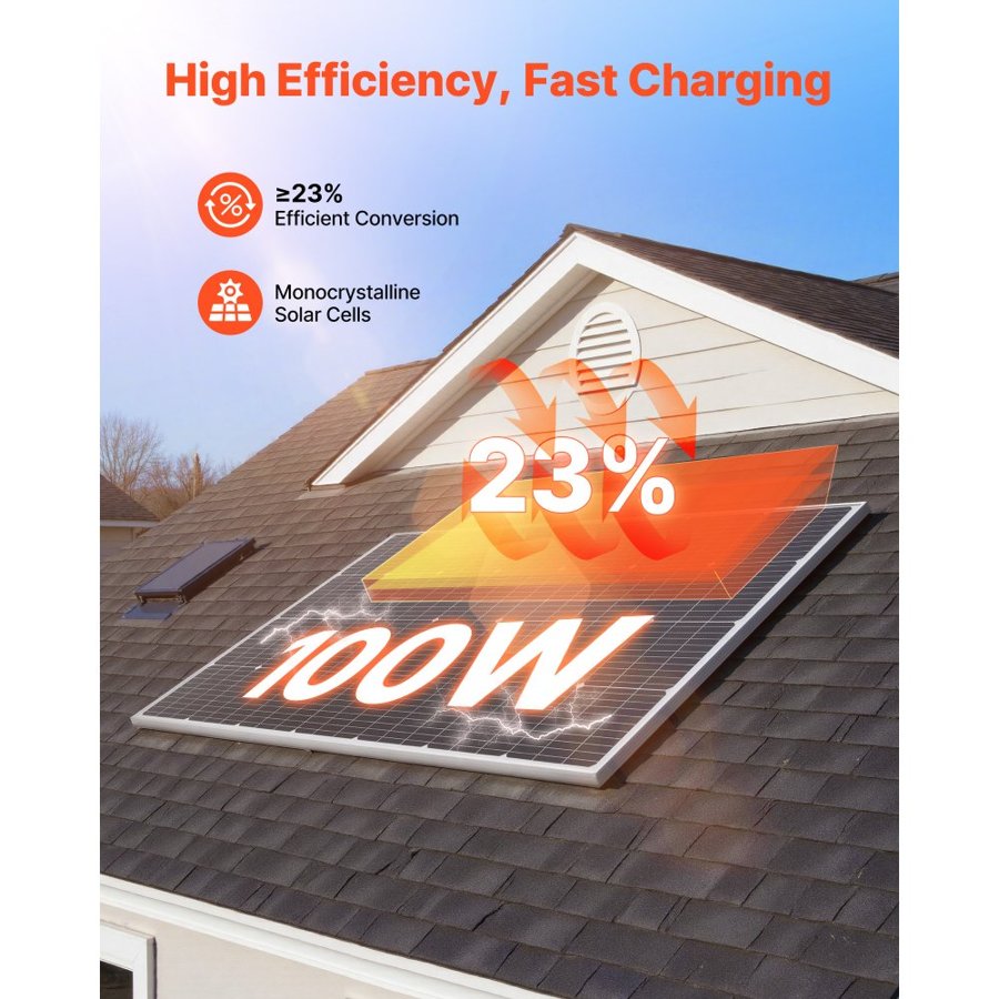 VEVOR Mono PV Module – 2×100W, 23% Efficiency, IP65