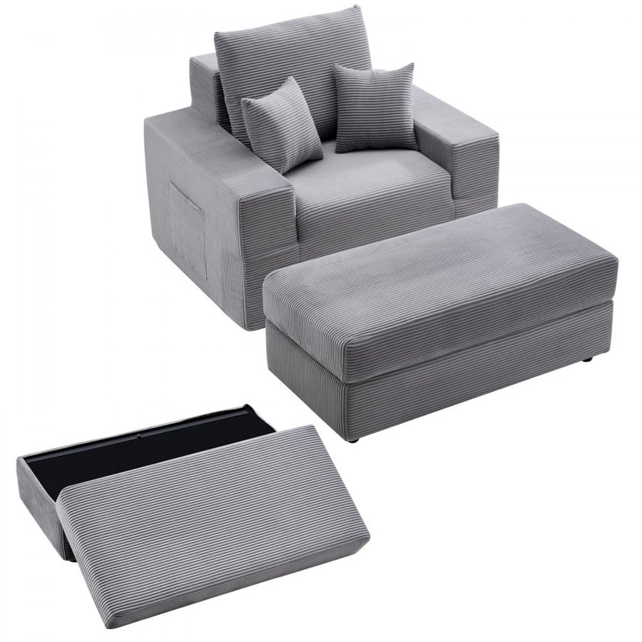 VEVOR Corduroy Reading Chair – 44", 83.78lbs, High-Density