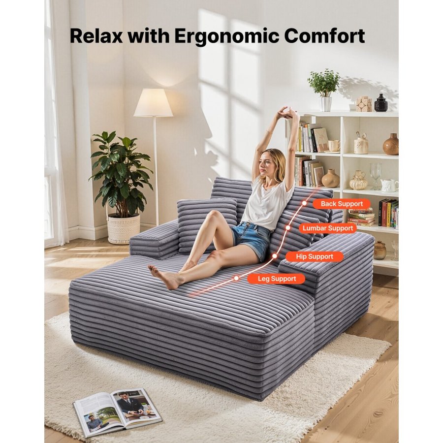VEVOR 48 Inch Chaise Lounge – 11 in/279 mm, 48-72 Hours