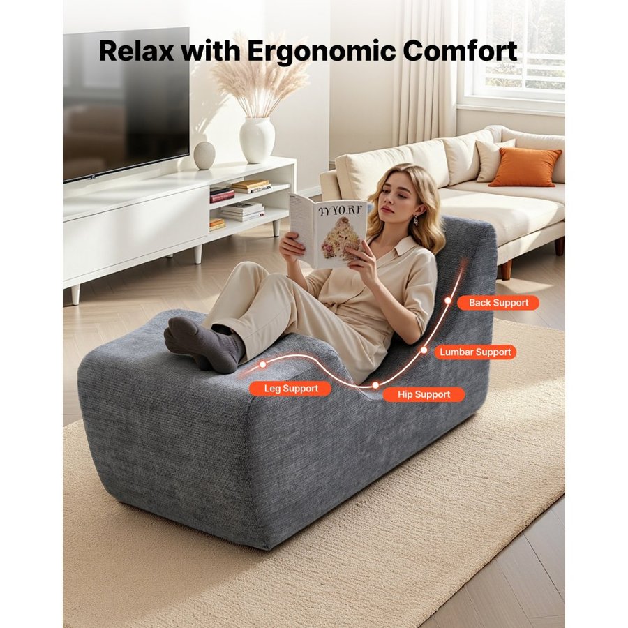 VEVOR Ergonomic Chaise Lounge Chair – 55 cm, 48-72H Expand