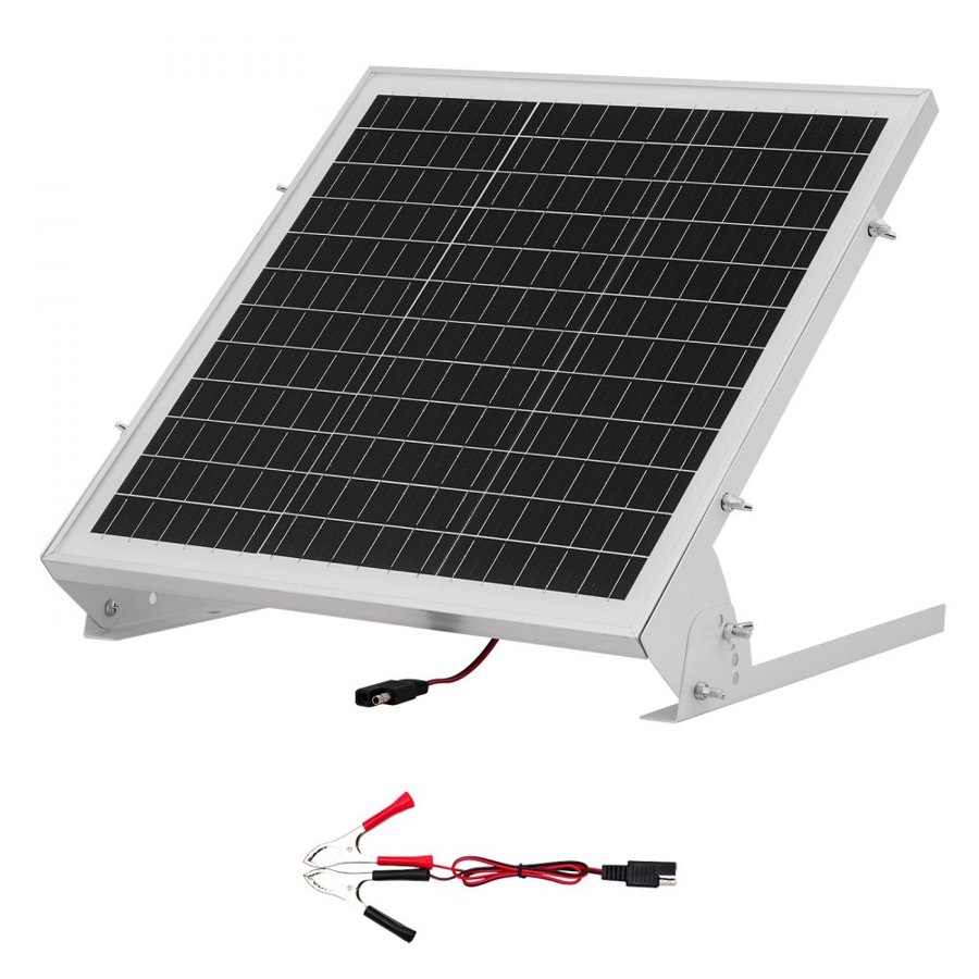 VEVOR 20W Solar Trickle Charger – 122in Cable, 43.3in Clips