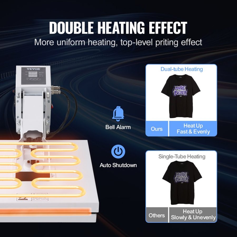 VEVOR Heat Press Machine 38 x 38 cm Heat Transfer Machine for T-Shirt White, for Heat Transfer Vinyl, Fast Heating High Pressure Heat Press, Power Digital Industrial Sublimation Printer, Easy to Use