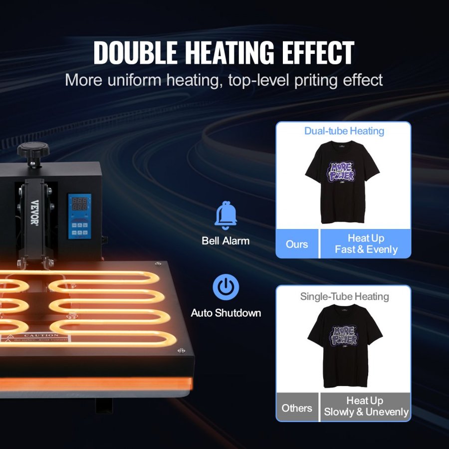 VEVOR Heat Press Machine 40.6 x 51 cm High Pressure T-shirt Press Black, for T-Shirts, Fast Heating, Precise Control, Digital Industrial Sublimation Printer for Heat Transfer Vinyl, Easy to Use