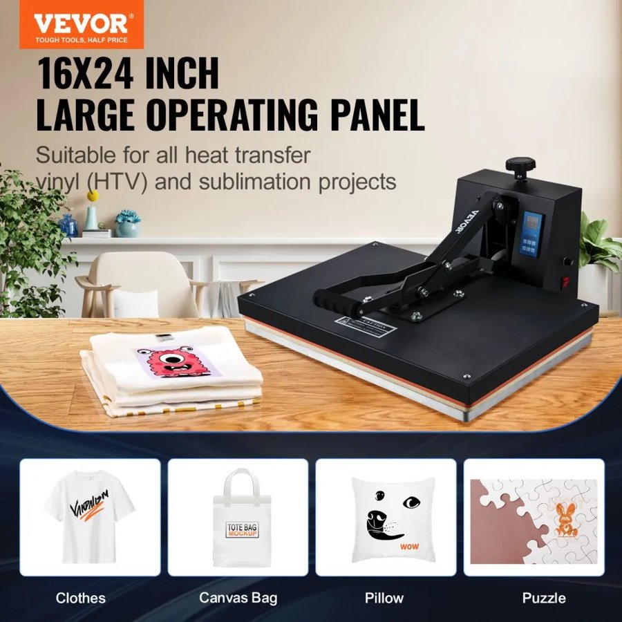 VEVOR Heat Press Machine 16 x 24 in/40.6 x 61 cm Sublimation Printer Transfer for DIY T-shirt